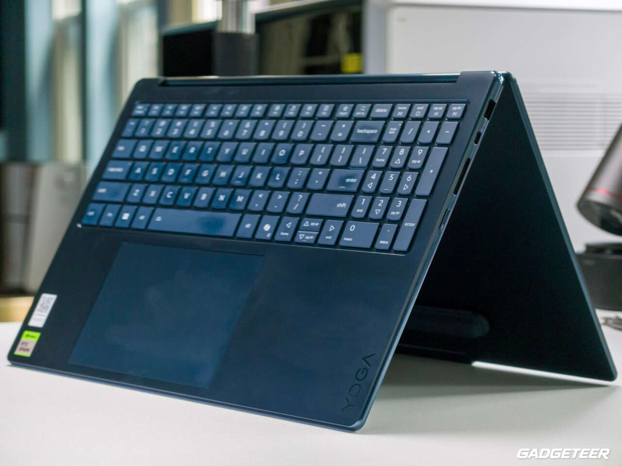 Lenovo Yoga 9n folded into tent mode
