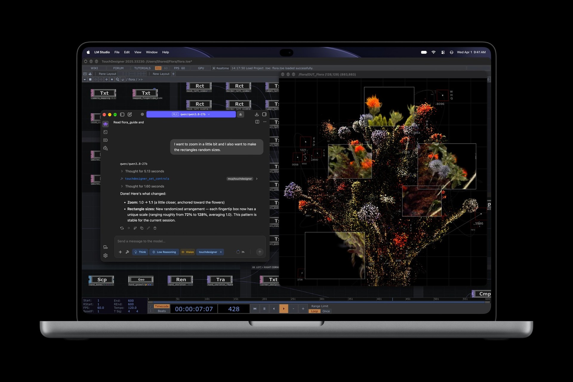 An open MacBook Pro with PROLED XDR Display shows LM Studio.