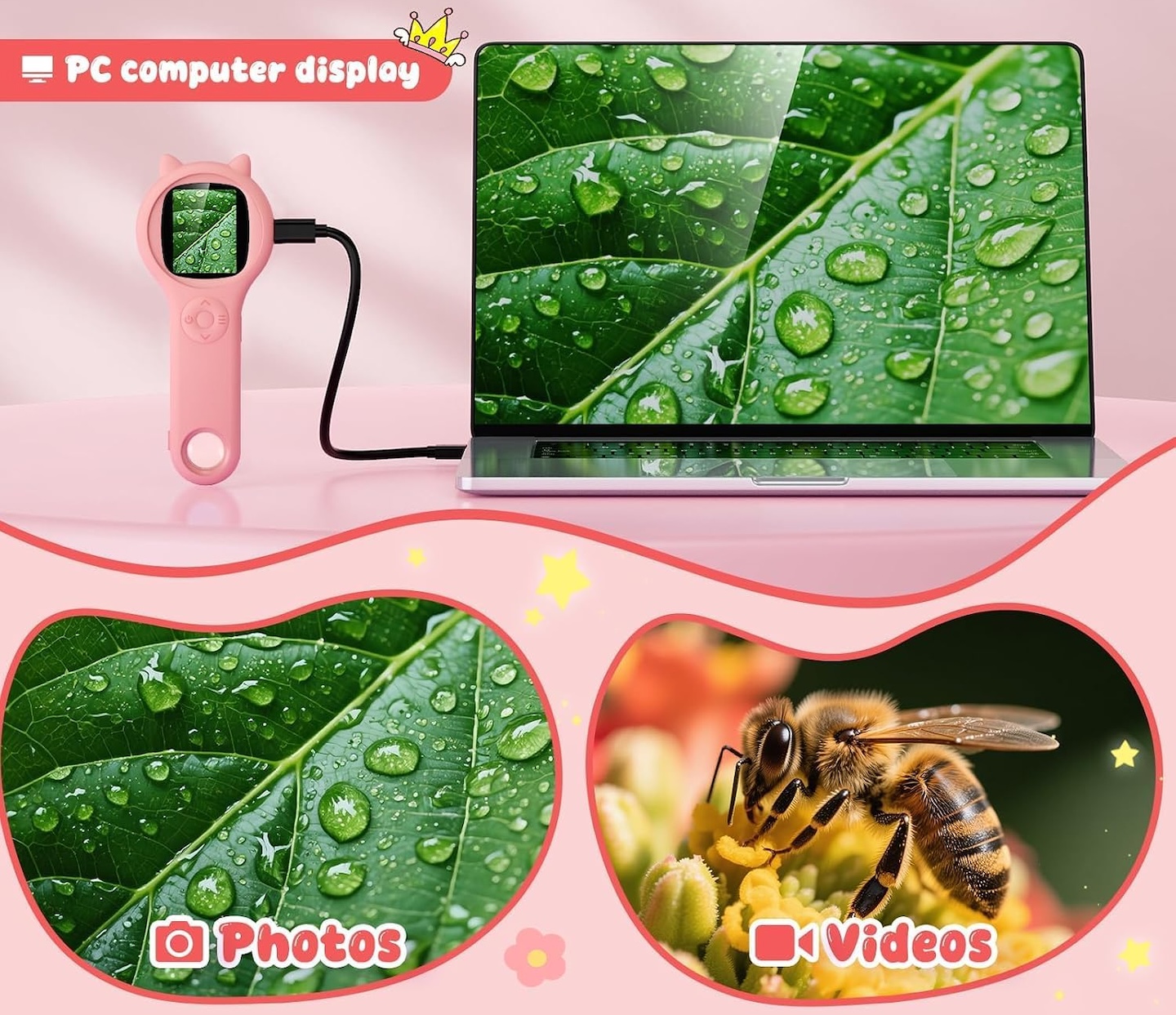3 Kids Microscope 500X Digital Magnifying Glass