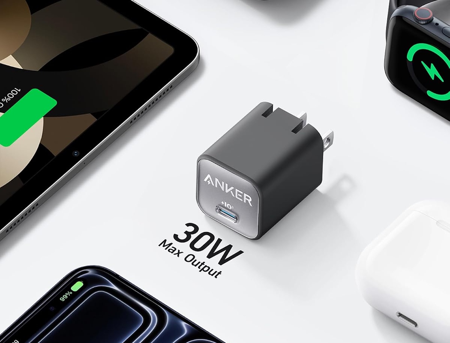 Anker Nano Phone Charger 30W Portble and Foldable USB C GaN Charger