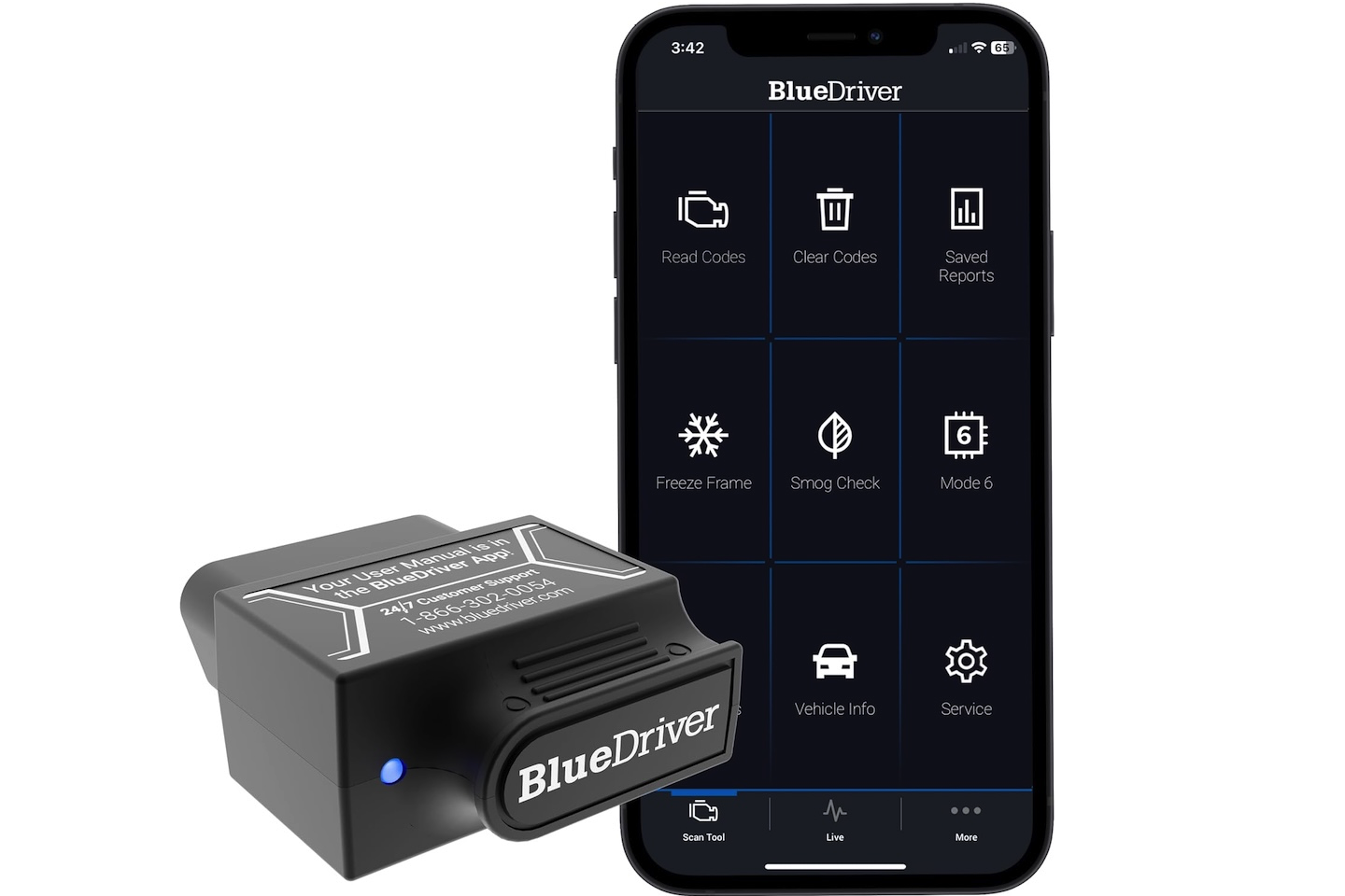 BlueDriver OBD2 Scanner Bluetooth No Subscription ABS SRS TPMS