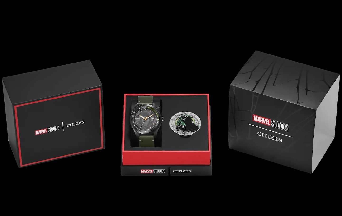 CITIZEN Mens Eco Drive Dr. Doom 42.5mm Stainless Steel AW5027 44W B