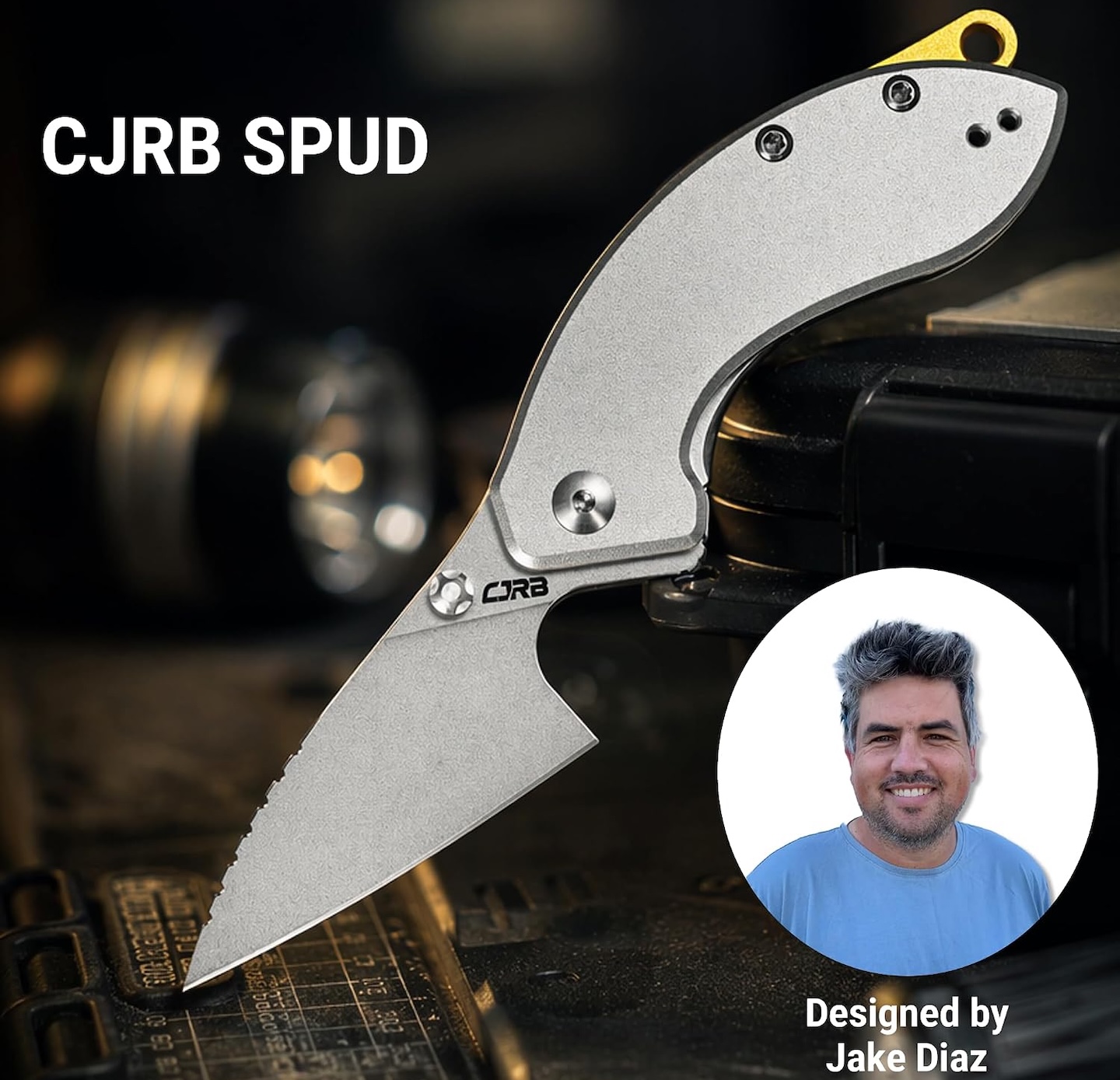 CJRB Spud Small Neck Knife with Detachable Lanyard Clip Aluminum Handle 5