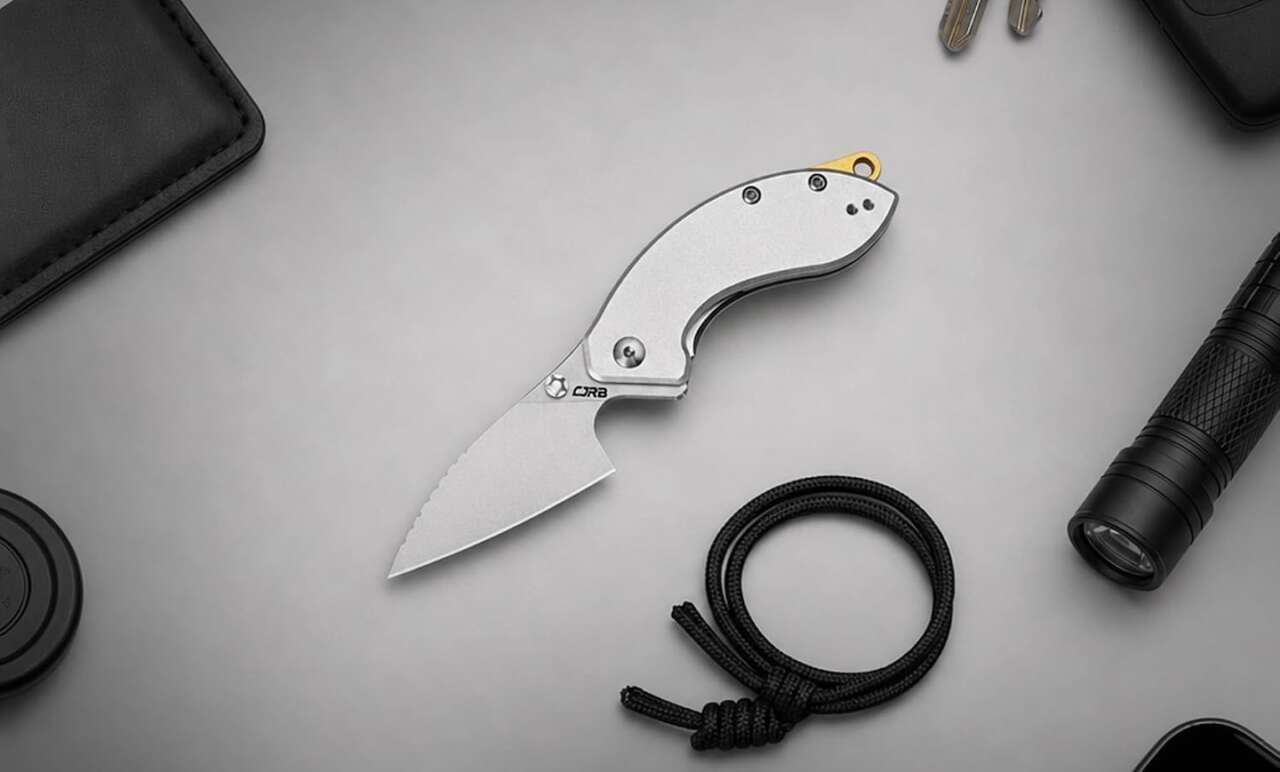 CJRB Spud Small Neck Knife with Detachable Lanyard Clip Aluminum Handle 6