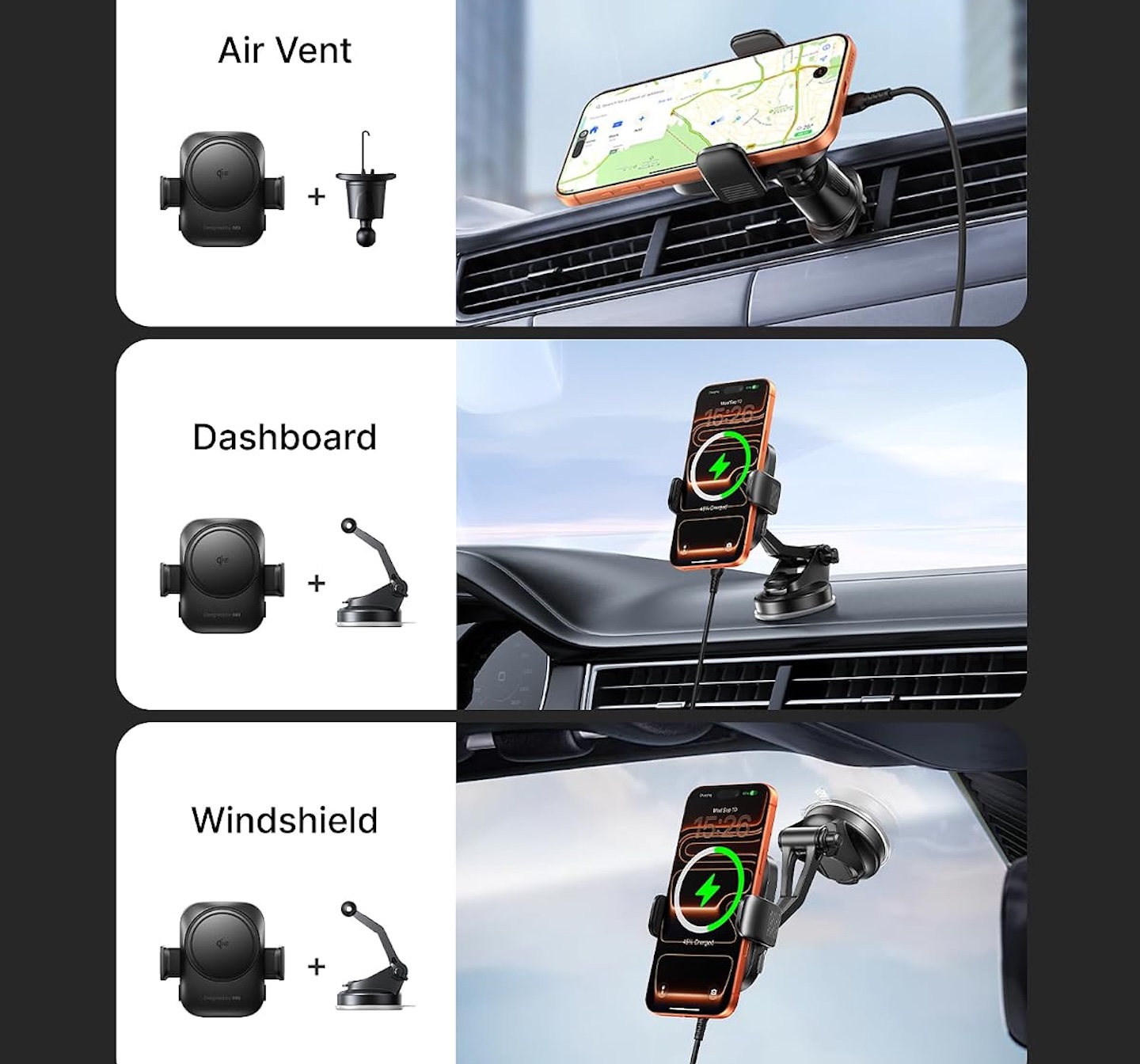 INIU 3 in 1 Magnetic Wireless Car Charger 7