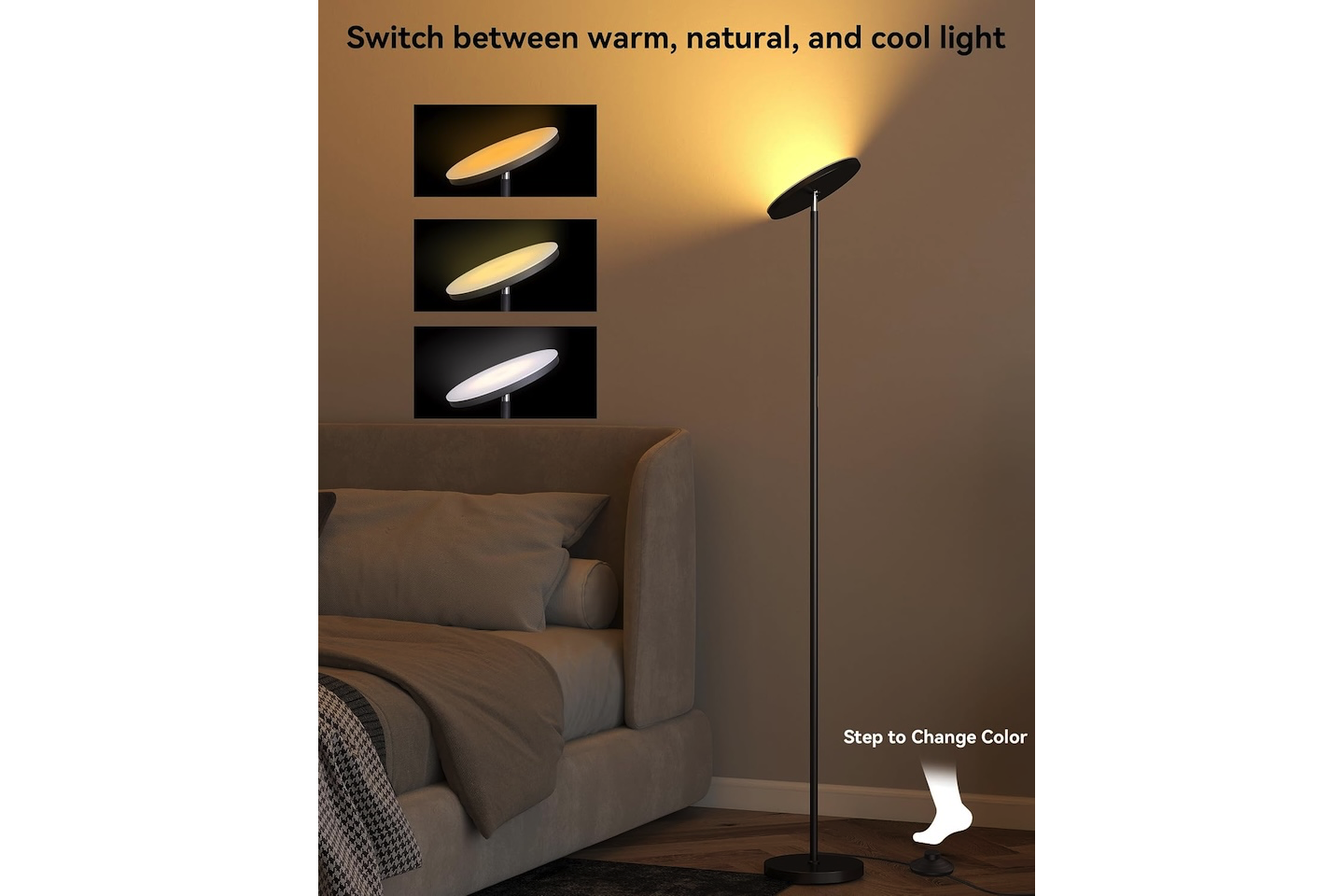 Joofo LED Floor Lamp for Living Room Torchiere Lamp with Compact Remote