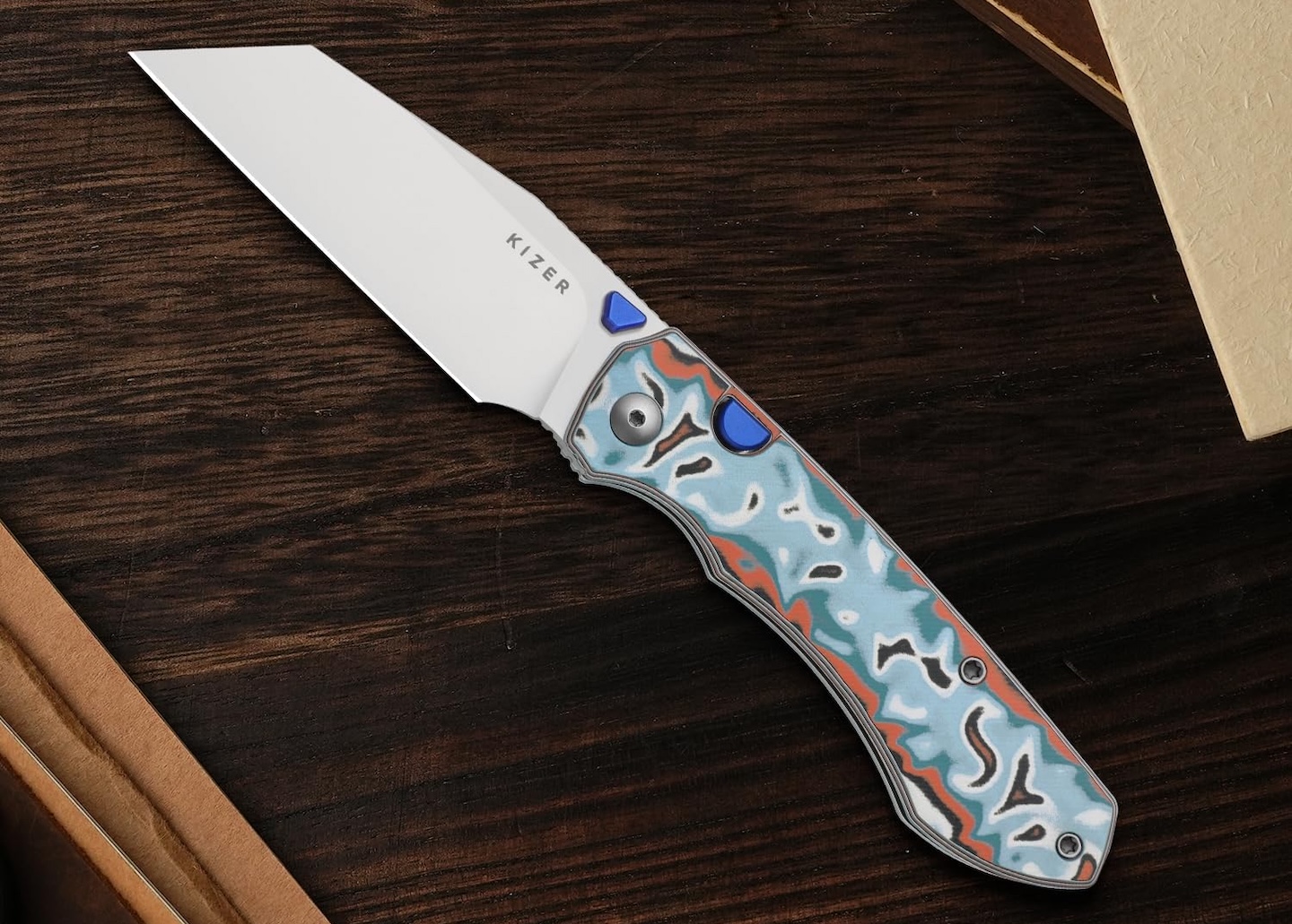 Kizer Wharning Pocket Knife N690 Blade Vortex Micarta V3738BW4 Image