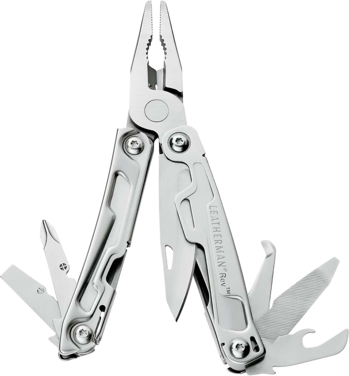 LEATHERMAN, Rev Pocket Size Multitool with Package Opener and Screwdrivers, Stainless Steel
