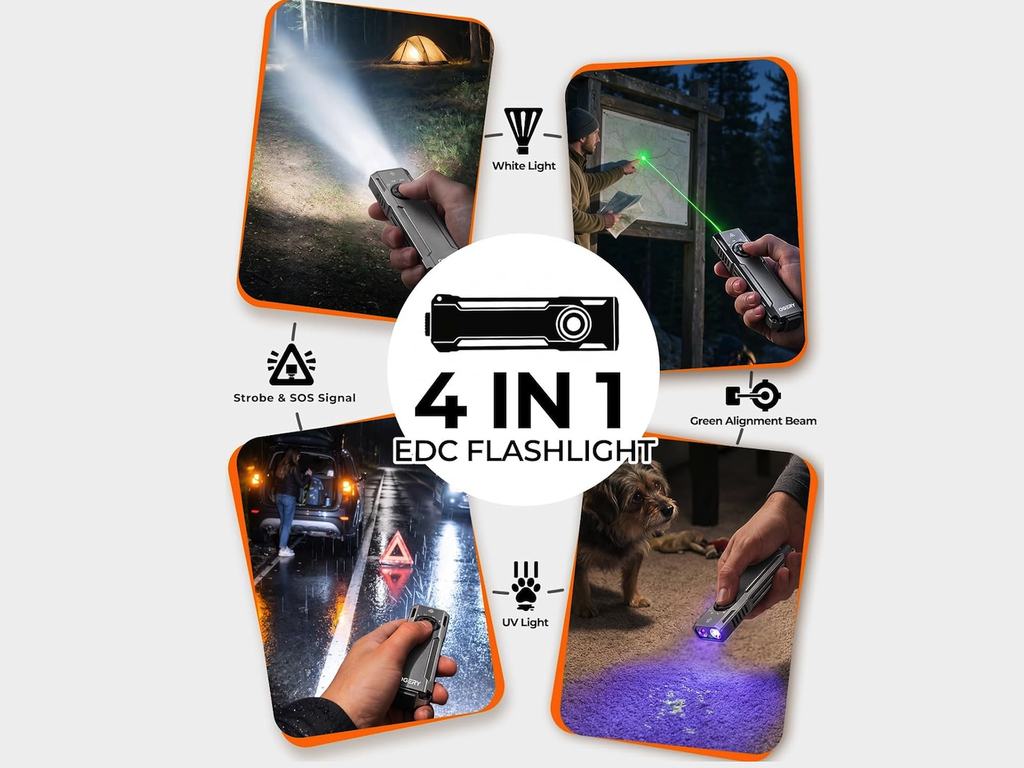 OGERY EDC Flashlight Rechargeable Pocket Flashlight Features