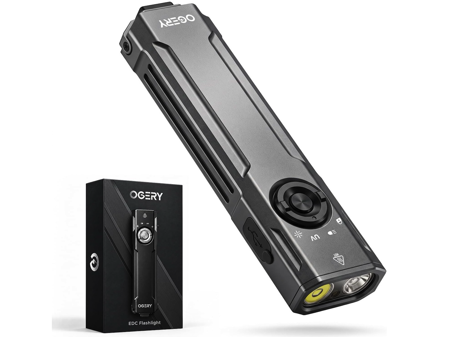 OGERY EDC Flashlight Rechargeable Pocket Flashlight