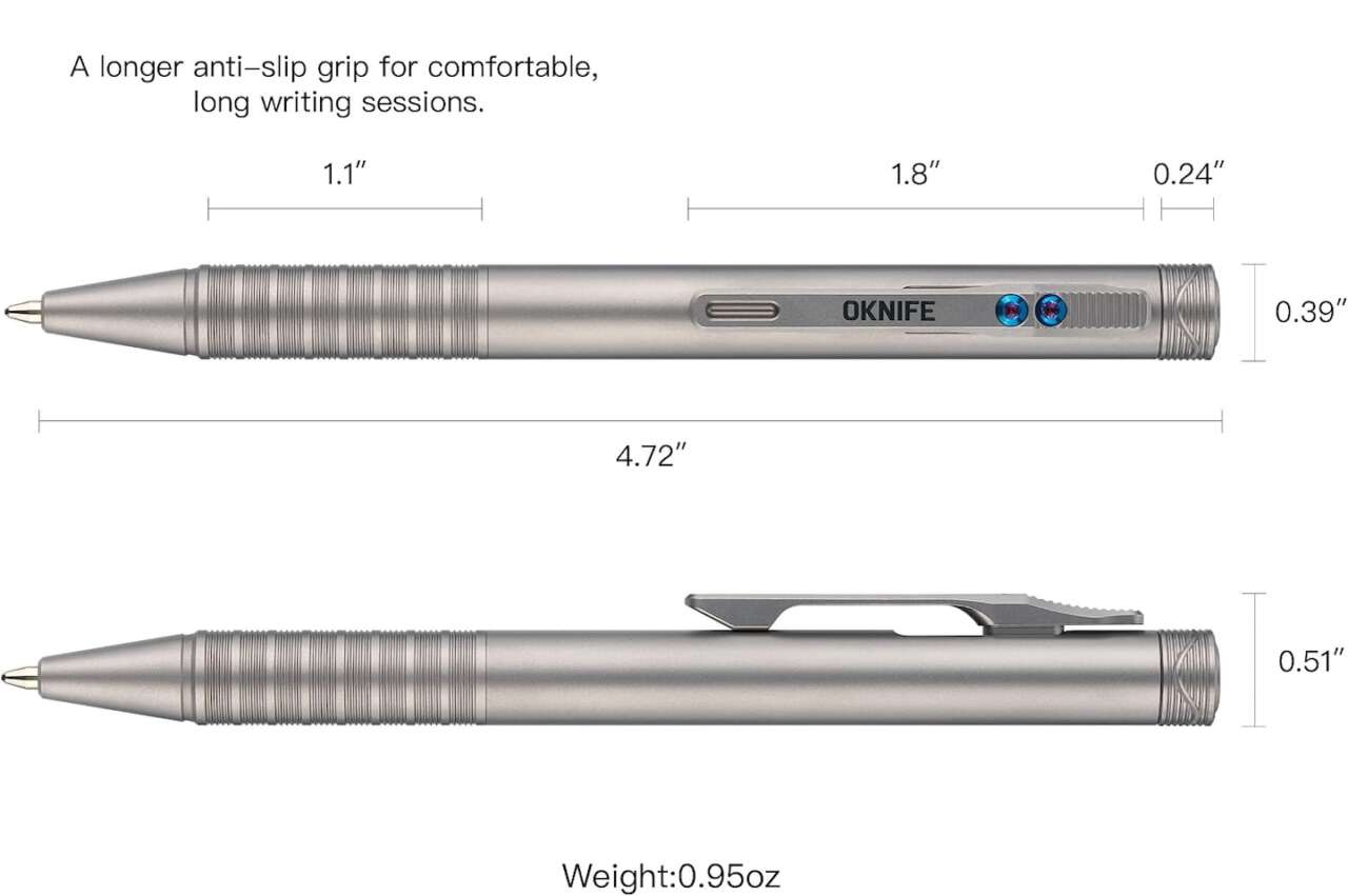 OKNIFE B1 Ti Titanium Pen with 2 in 1 Clip 4