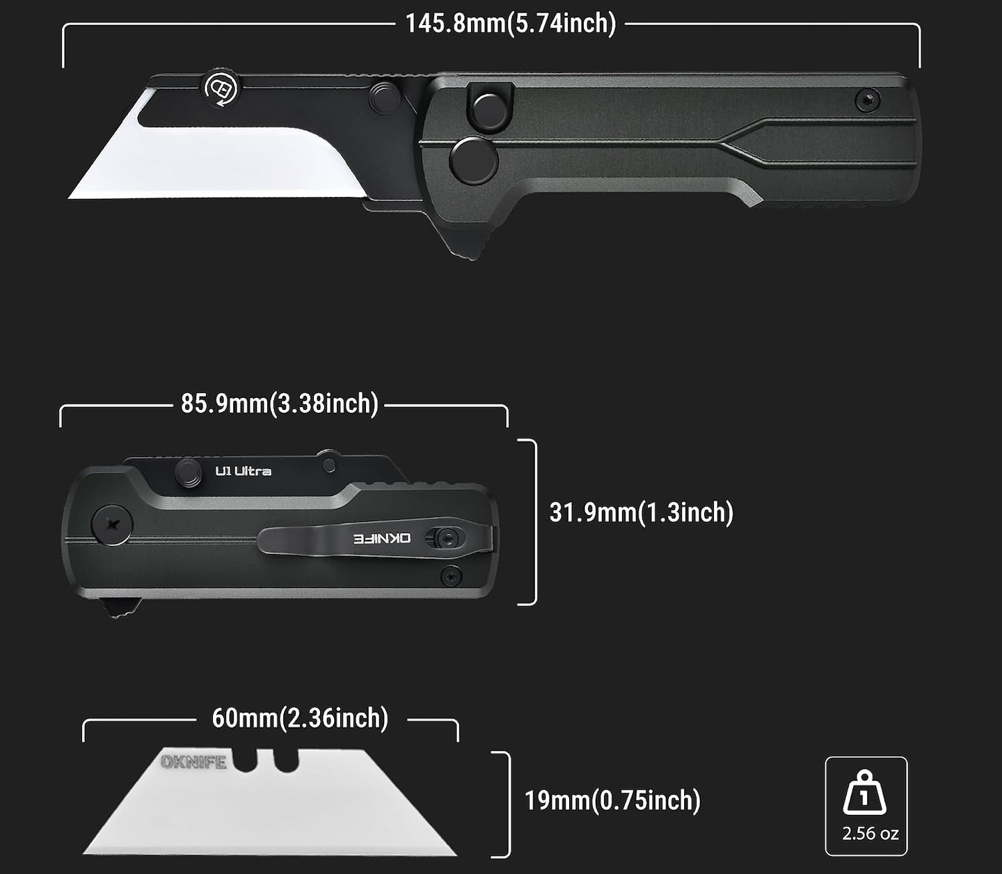 OKNIFE U1 Ultra Pocket Folding Utility Knife