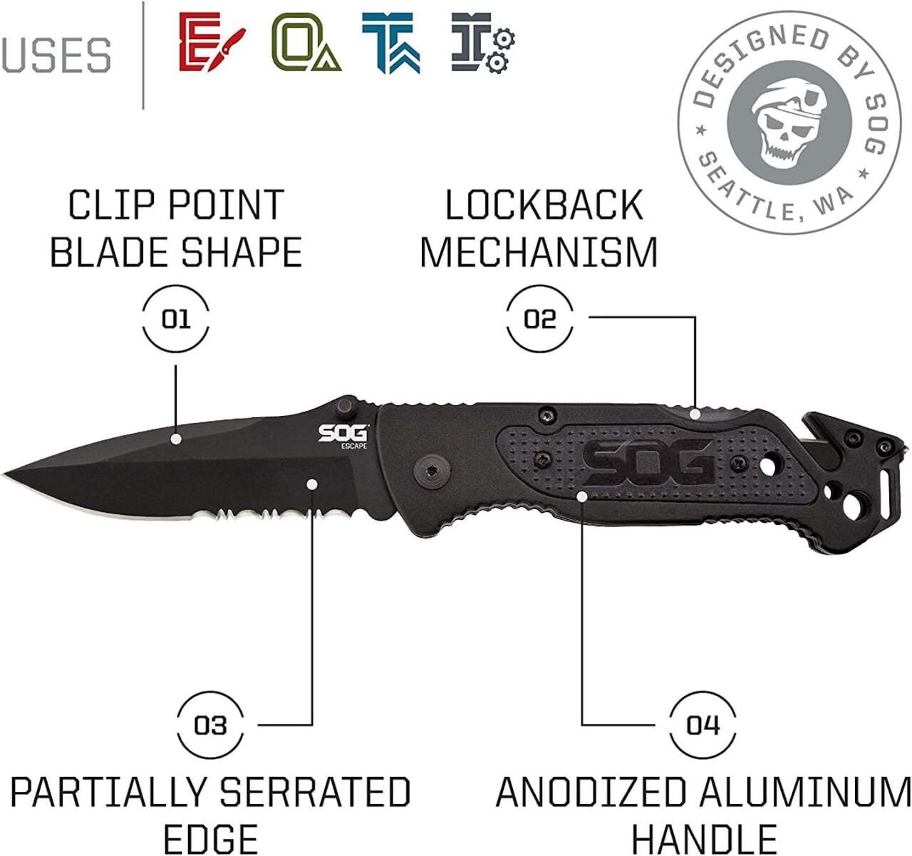 SOG Escape Tactical Folding Knife