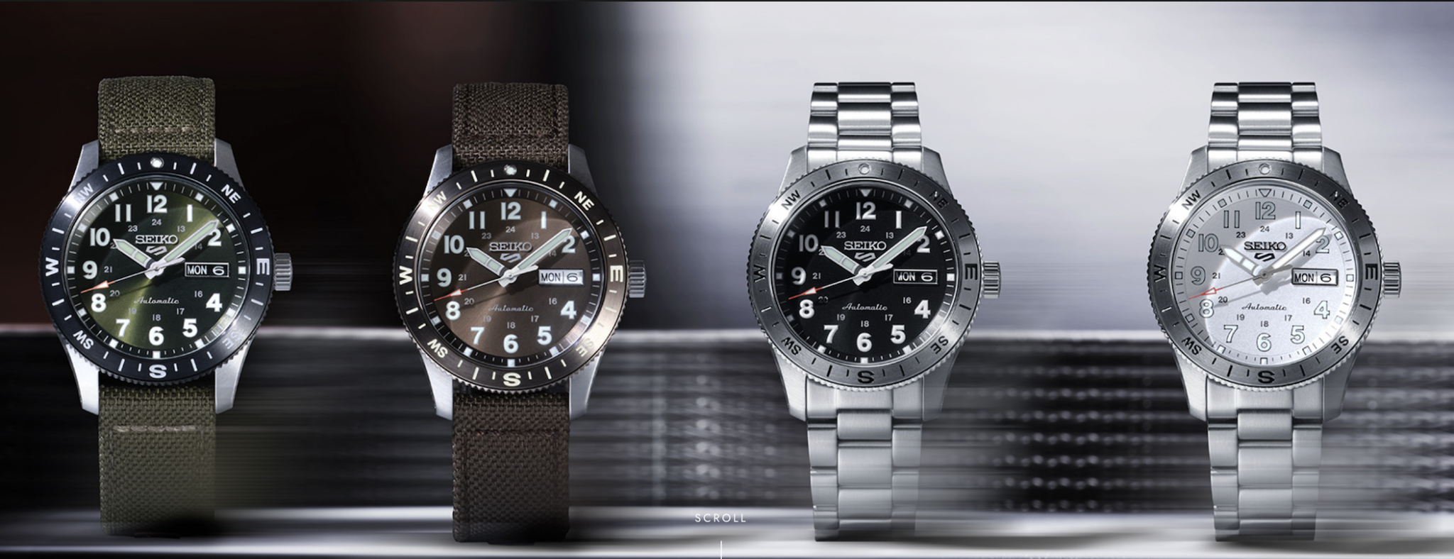 Seiko 5 Sports Field watch Adds a Compass Bezel and Four Dial Colors