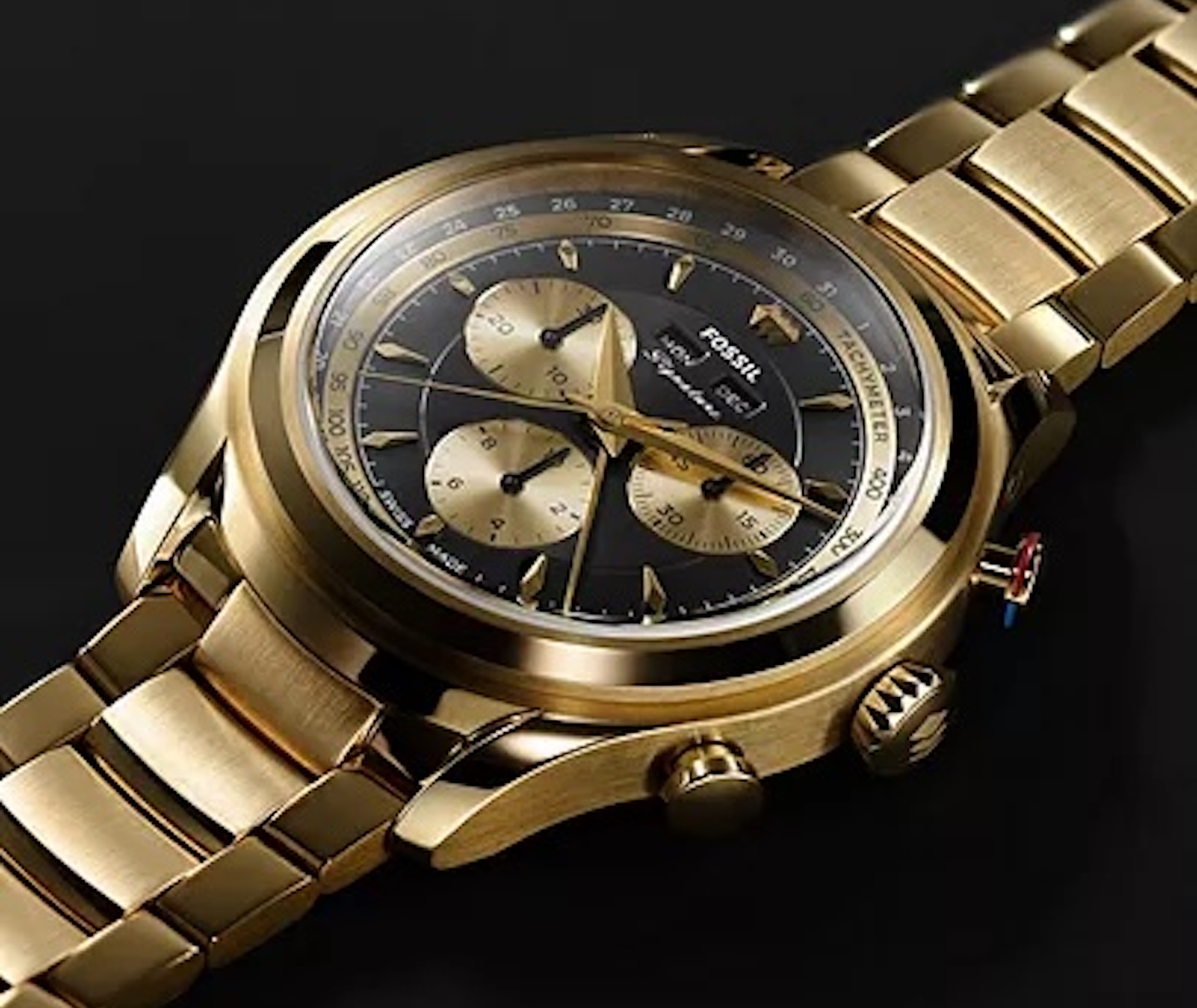 Signature CS 1 42mm Master Calendar Chronoquartz Gold Tone Stainless Steel Watch A