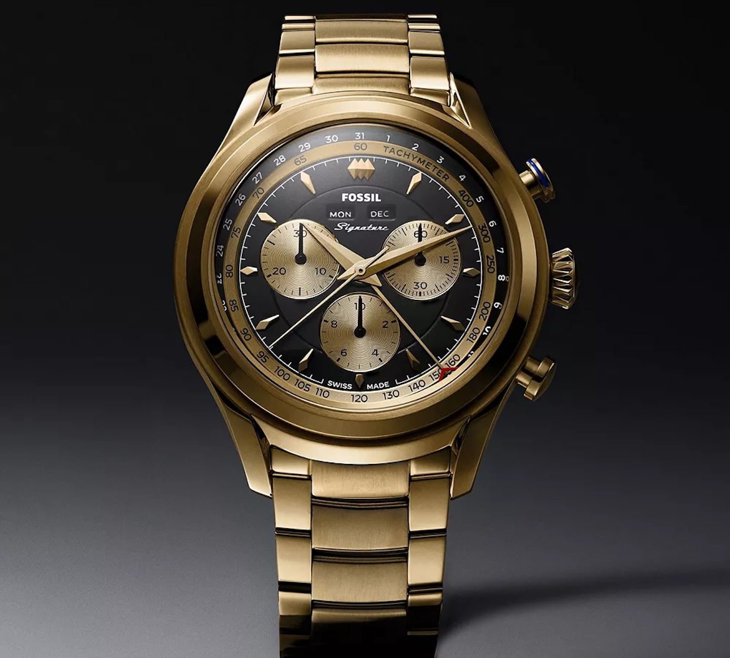 Signature CS 1 42mm Master Calendar Chronoquartz Gold Tone Stainless Steel Watch