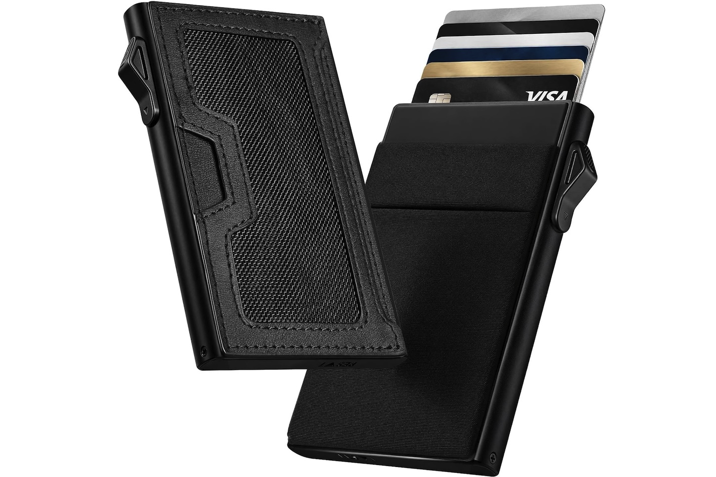Swlmwalt Pop Up Wallet For Men Minimalist Aluminum RFID Blocking Card Holder Black