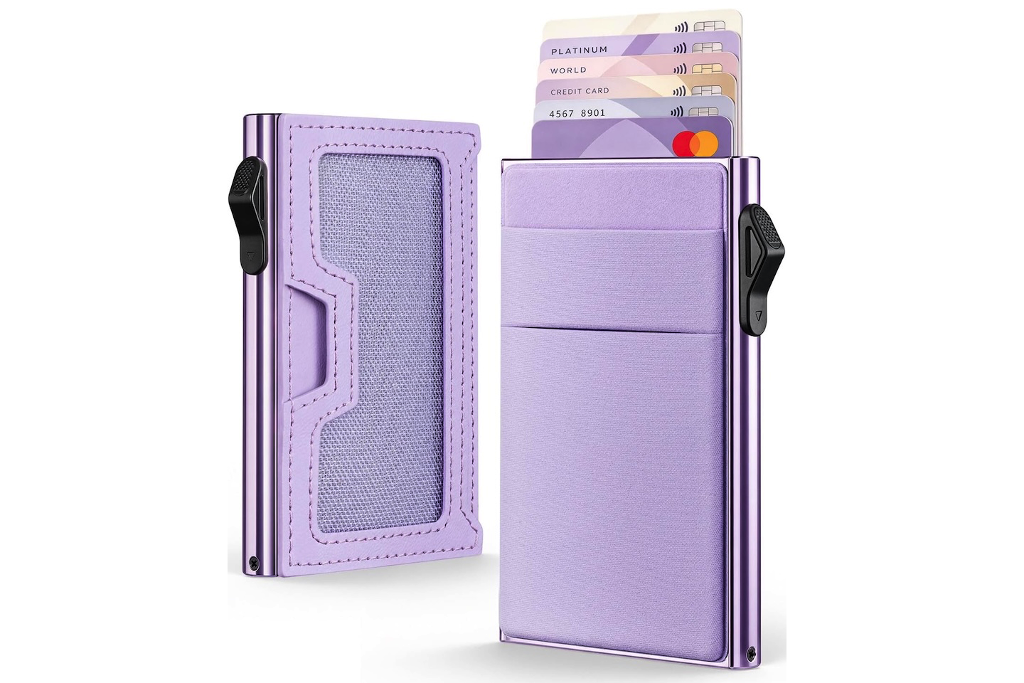 Swlmwalt Pop Up Wallet For Men Minimalist Aluminum RFID Blocking Card Holder Purple