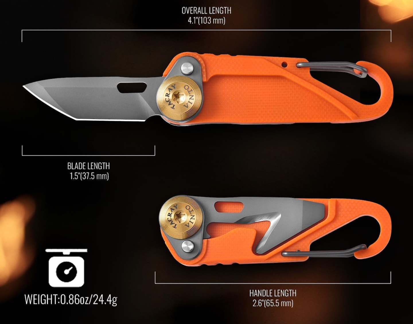 TACRAY Vinto 5-in-1 Keychain Multitool Mini Pocket Knife 1.5 Inch Blade Original