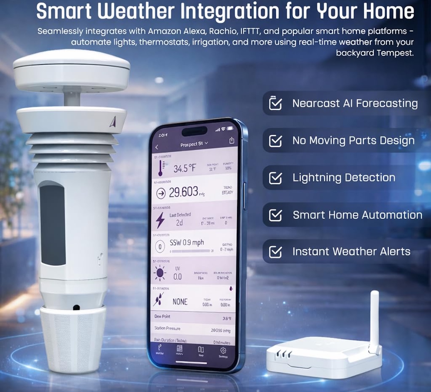 Tempest Weather Station with Built-in Wind Meter