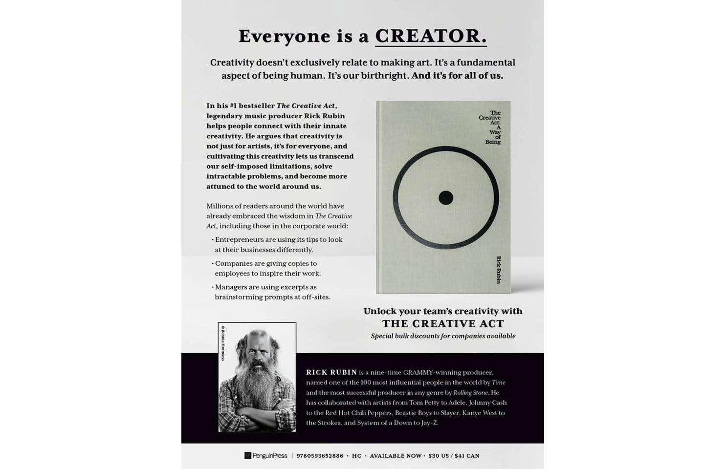 The Creative Act A Way of Being Book Rick Rubin