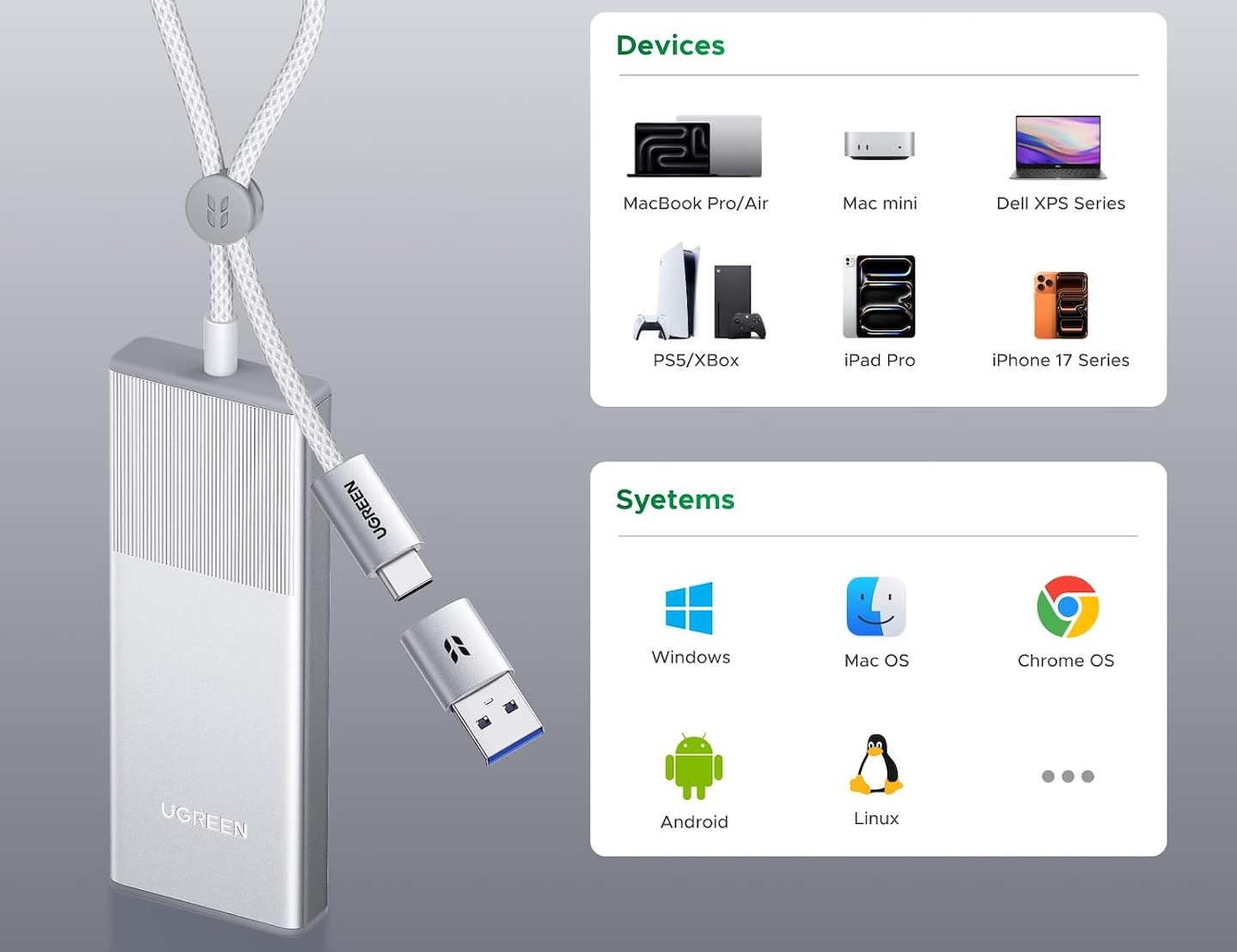 UGREEN M.2 NVMe SSD Enclosure Aluminum 6