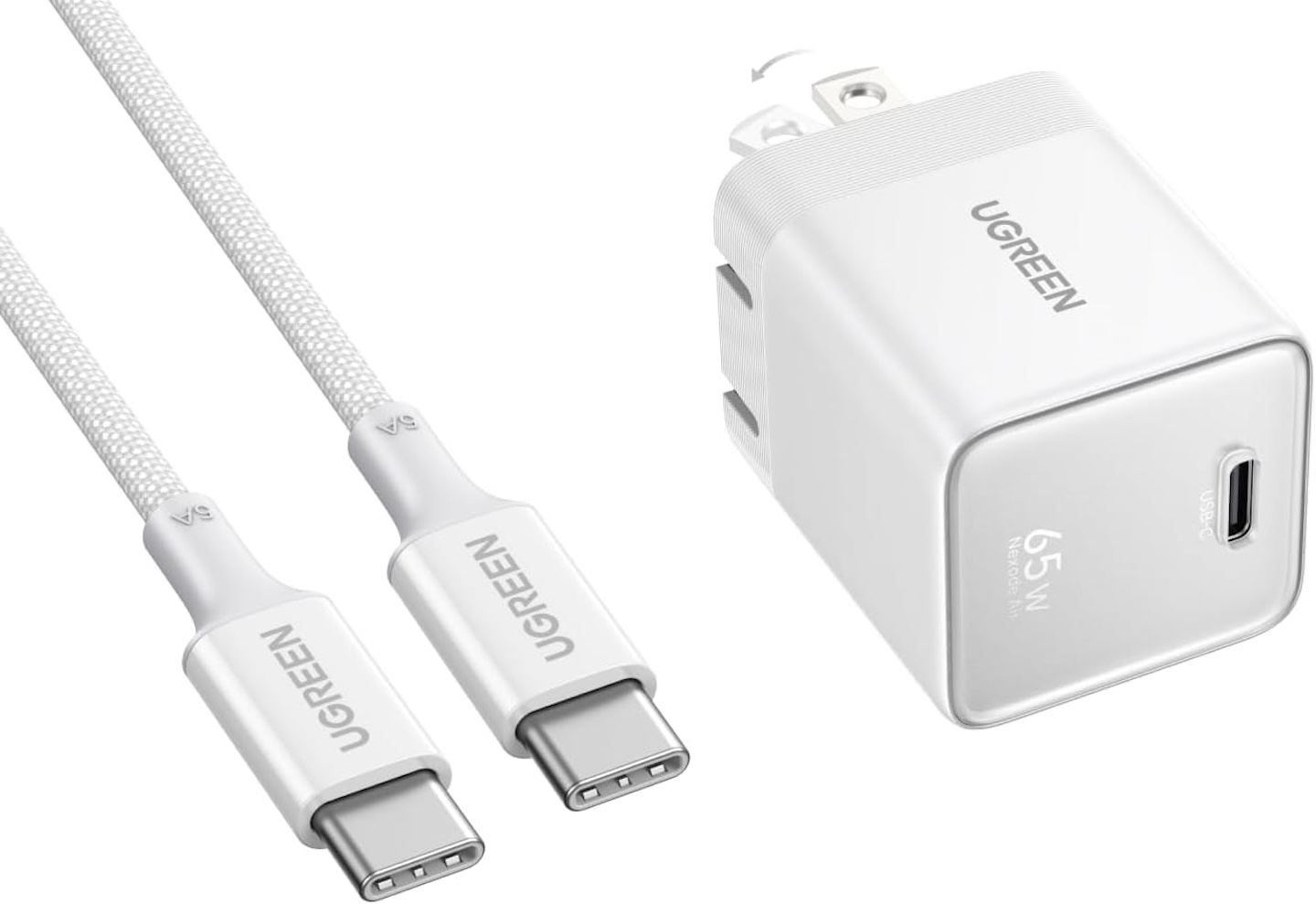 UGREEN Nexode Air 65W USB C GaN Charger Block with 3.3ft Cable