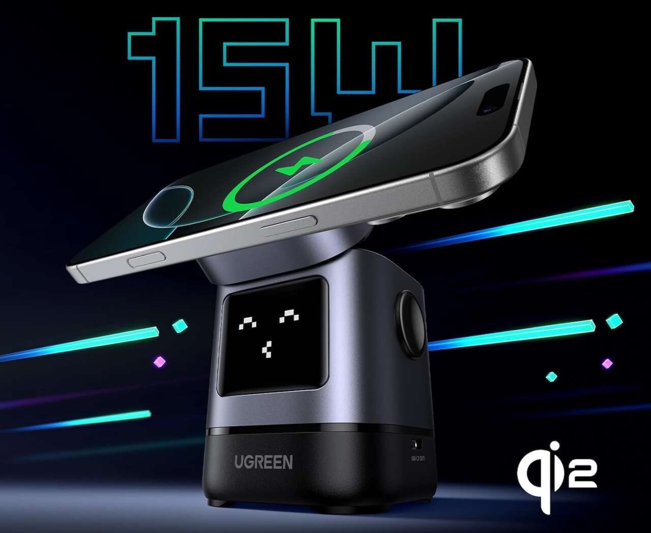 UGREEN Uno Qi2 15W 2 in 1 Foldable Wireless Charger Stand