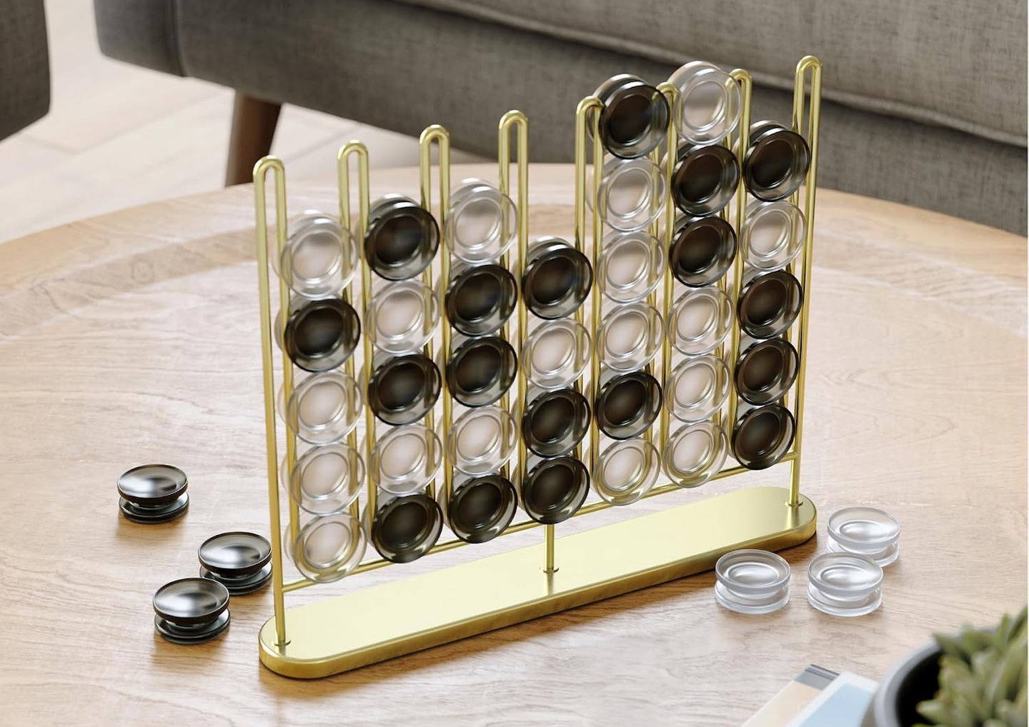 Umbra STAX Four in A Row Table Game for Adults Brass