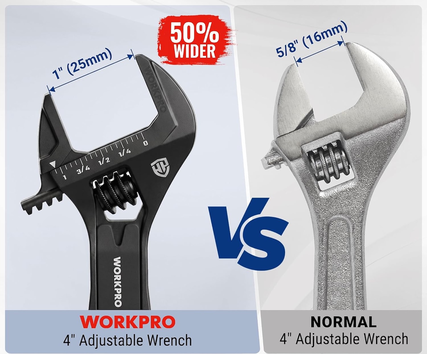 WORKPRO 422 Adjustable Wrench Wide Jaw Opening 5 in 1 Mini Wrench Multitool 3