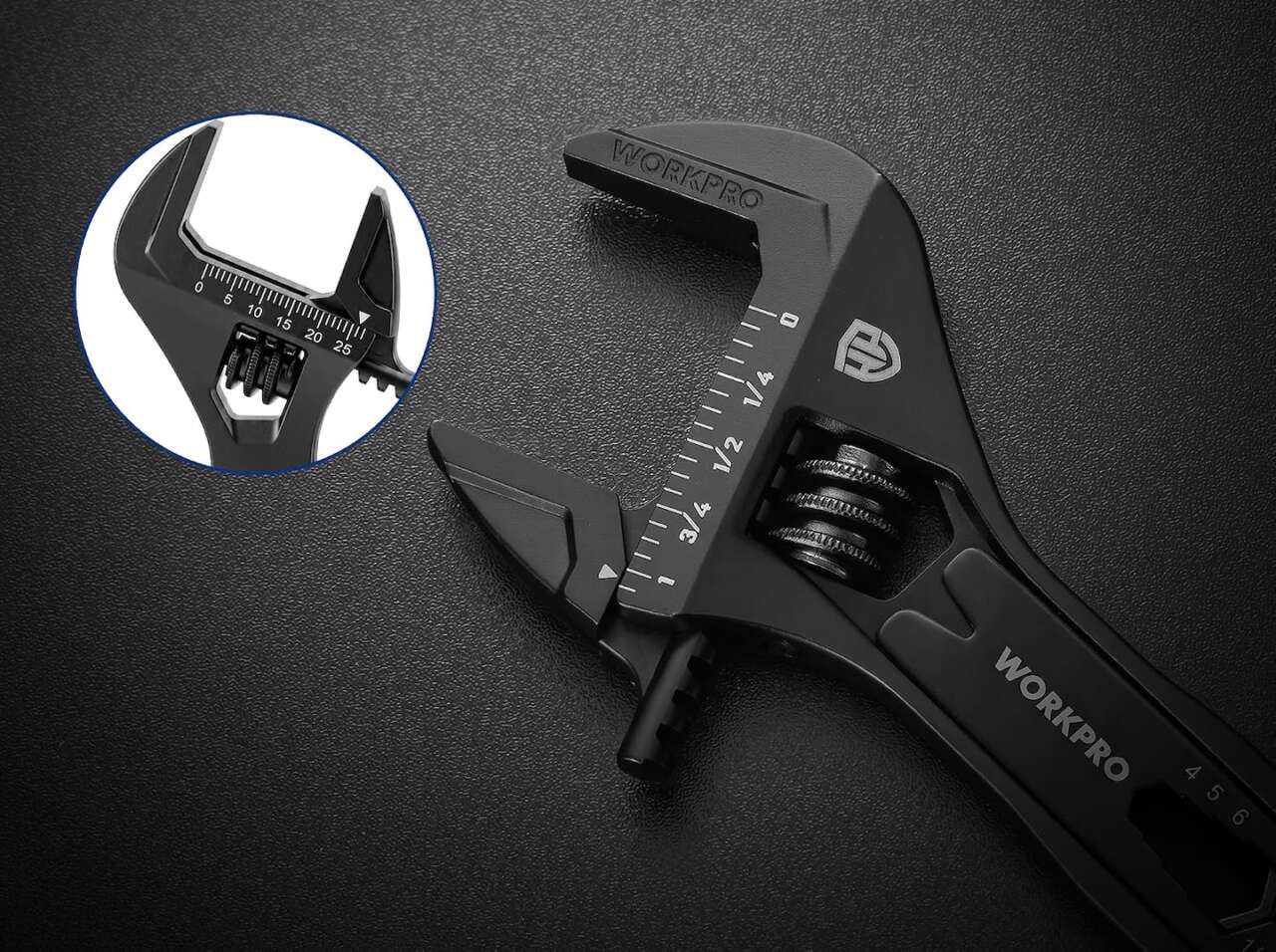 WORKPRO 422 Adjustable Wrench Wide Jaw Opening 5 in 1 Mini Wrench Multitool 4