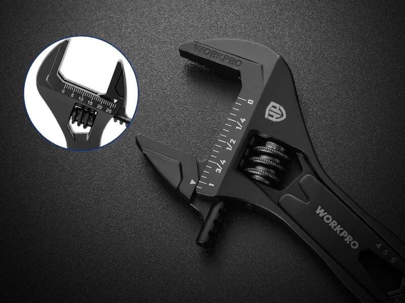 WORKPRO 422 Adjustable Wrench Wide Jaw Opening 5 in 1 Mini Wrench Multitool 4