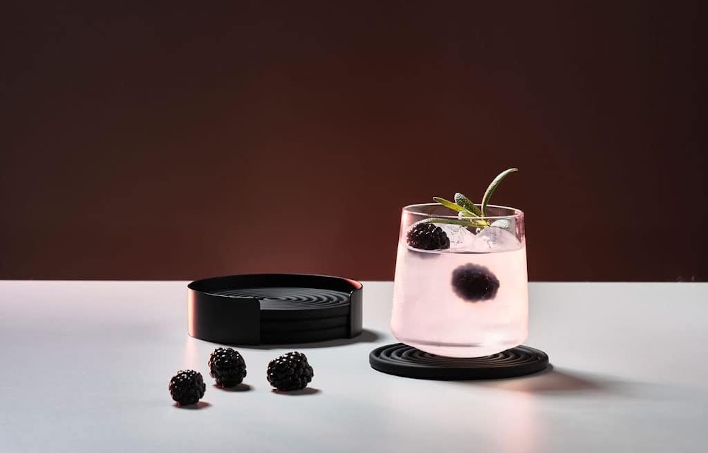 Zone Denmark Rocks Set of 4 Black Silicone Coasters for Glasses