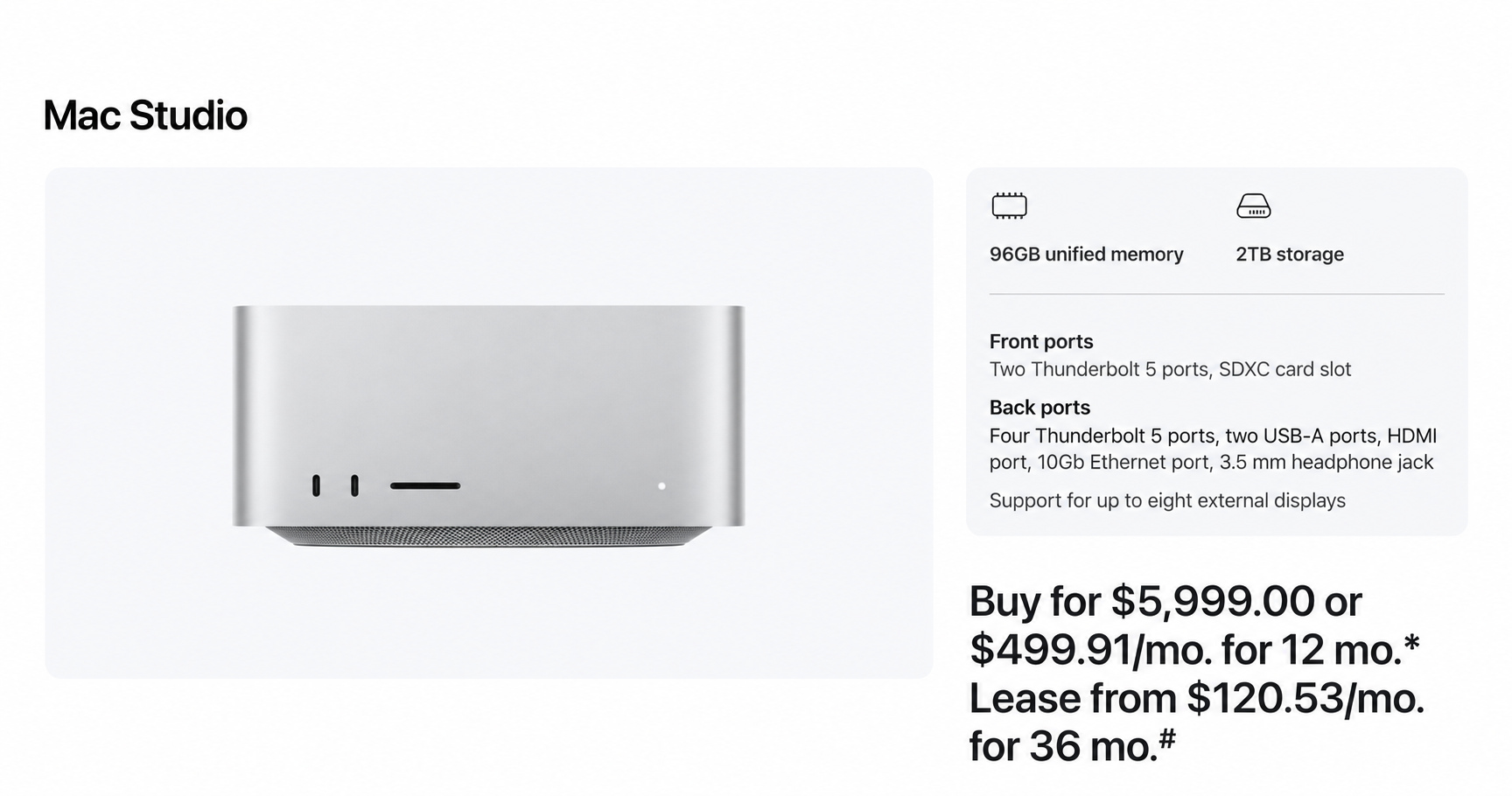 96GB unified memory and a 2TB SSD: $5,999.