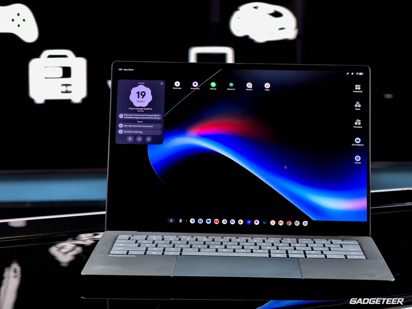 Googlebook OS desktop on the ASUS Googlebook 14.