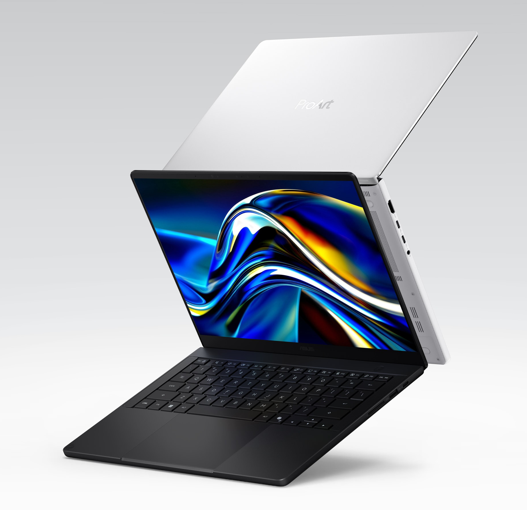 ASUS ProArt P14 front and rear in two finishes