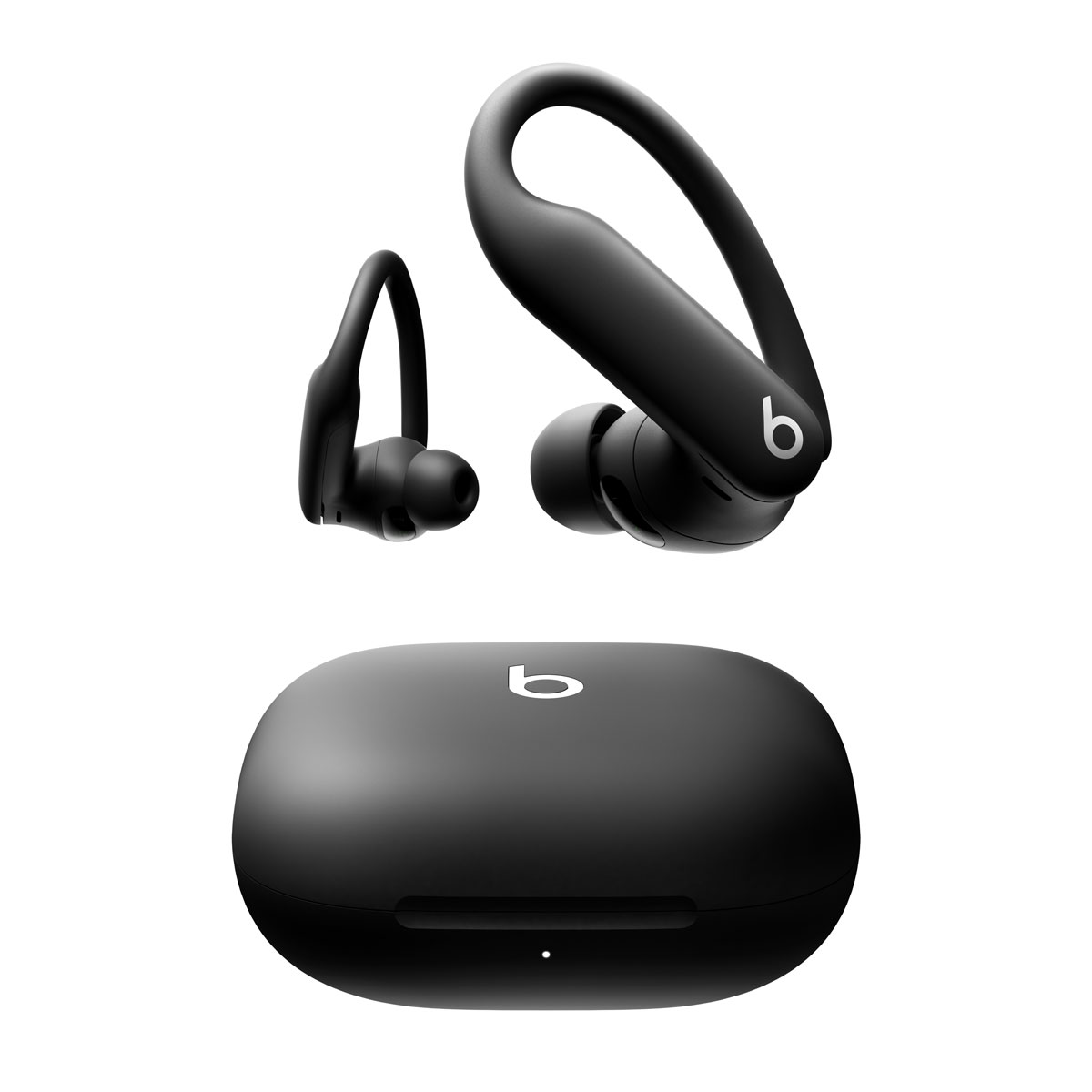 Powerbeats Pro 2 earbuds and charging case in Jet Black