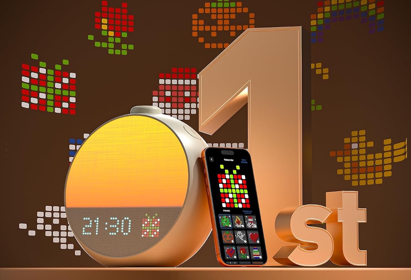 ecozy Smart Sunrise Alarm Clock with DIY Pixel 4