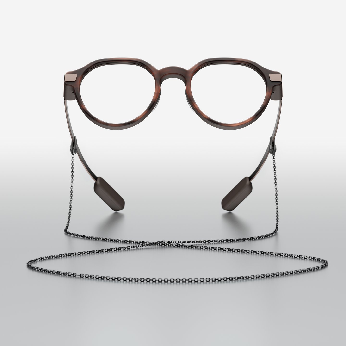 Round Brown 2 glasses with the stainless steel chain attached