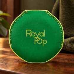 Green Eight Royal Pop leather cover with light-green stitching