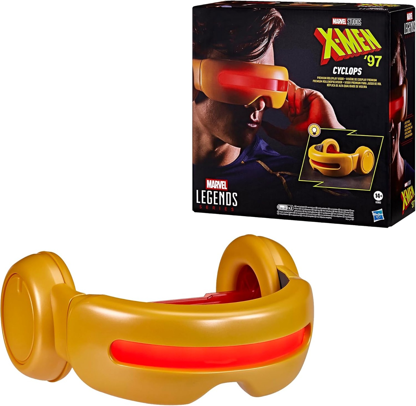 Hasbro Marvel Legends X-Men ’97 Cyclops visor and its retail box.