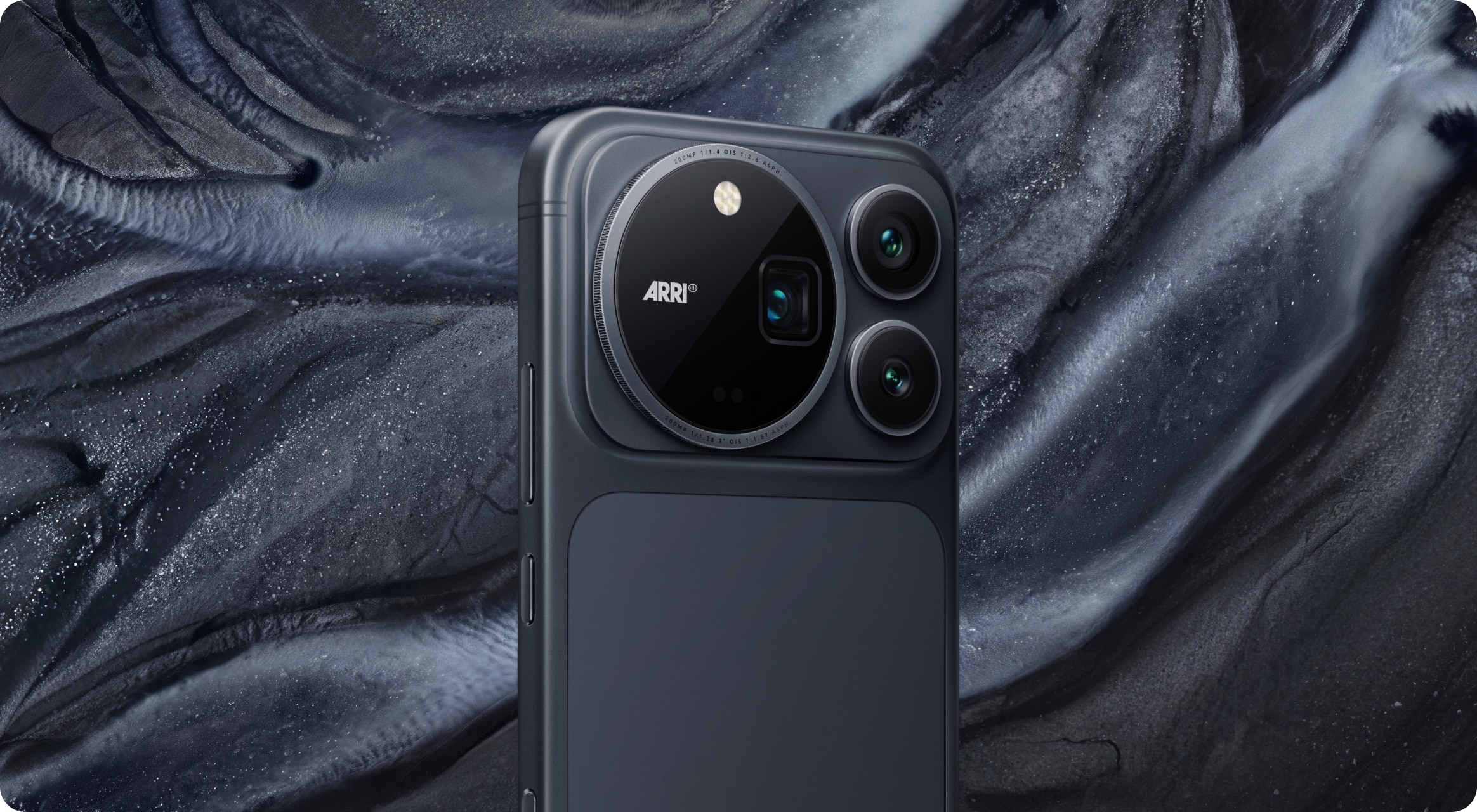 HONOR Magic9 Pro Max rear cameras in Shadow Black on the official landscape background