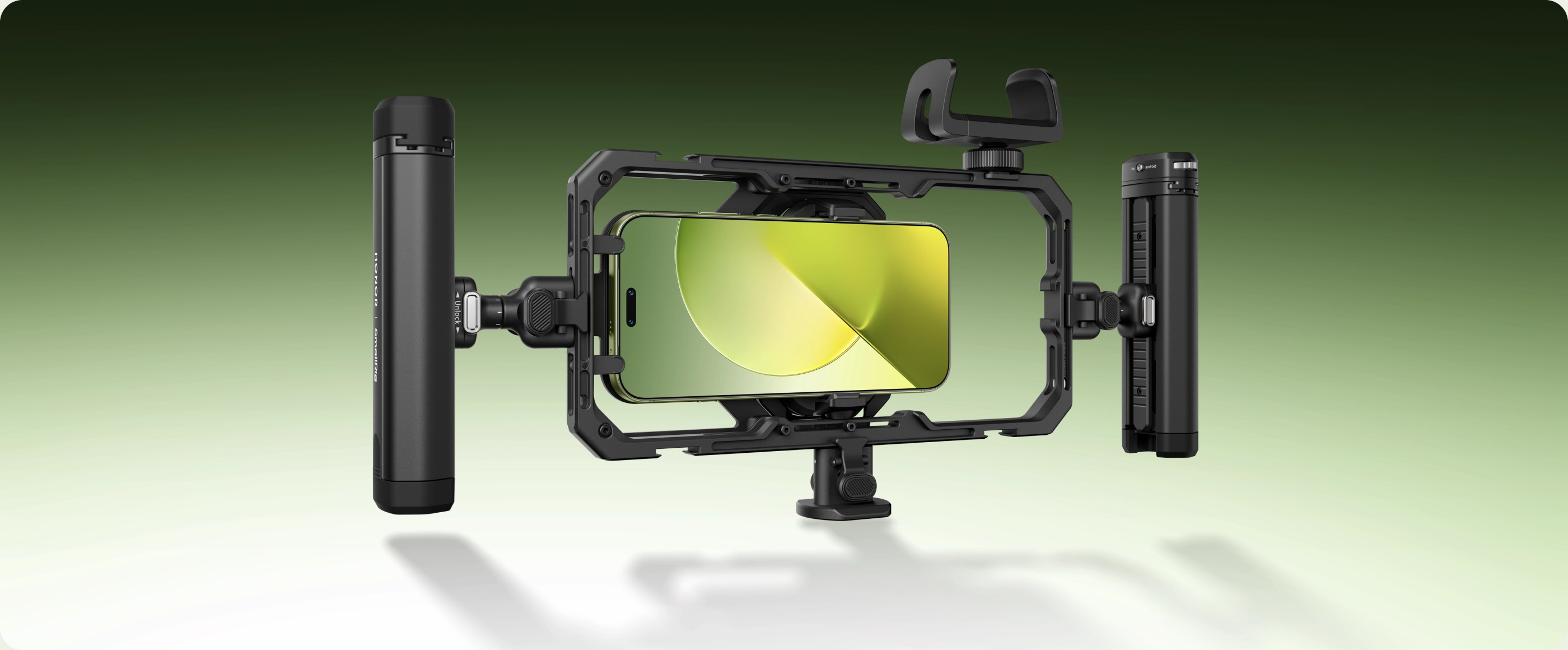 HONOR Magic9 Pro Max mounted in the optional SmallRig mobile video kit