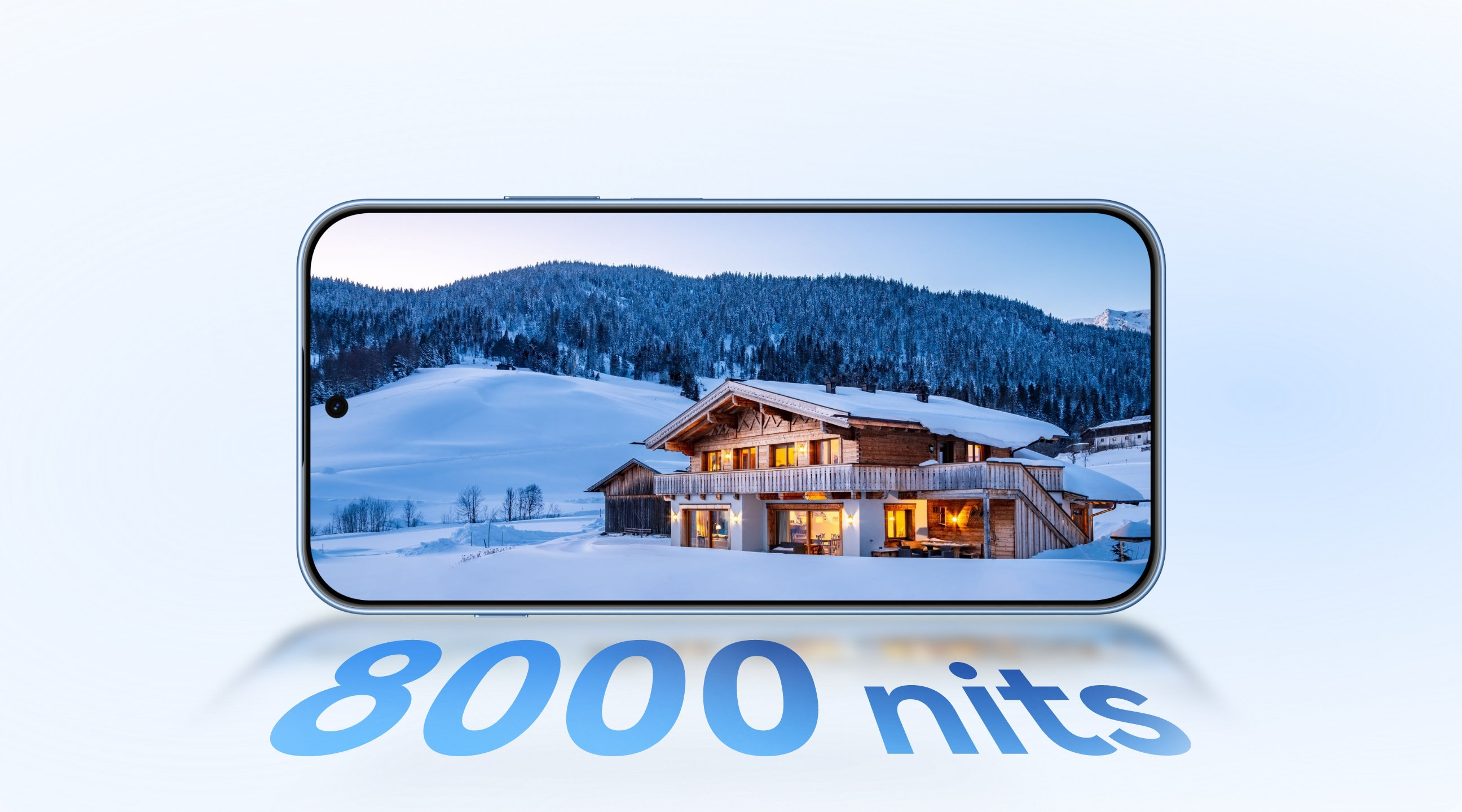 Official Huawei display illustration; 8000-nit peak is a 1 percent APL laboratory figure