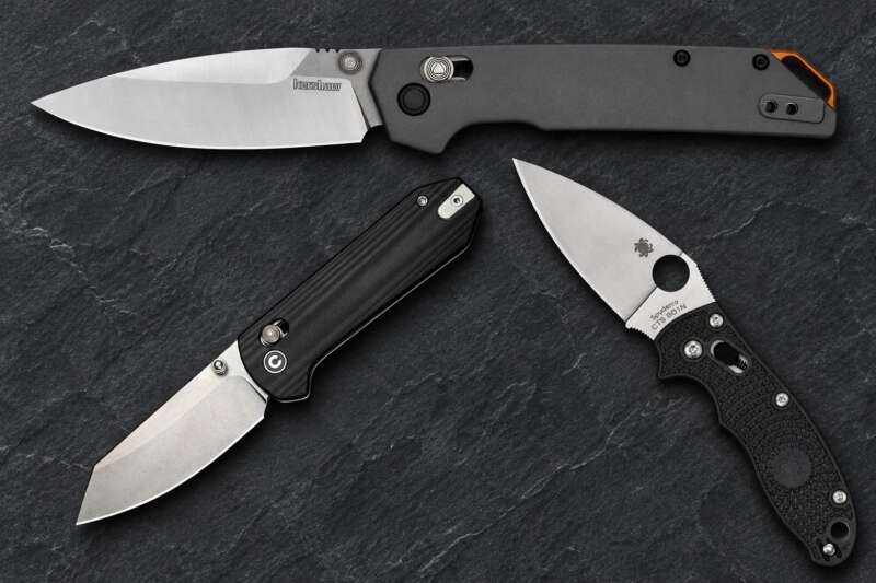 CIVIVI Yonder, Kershaw Iridium and Spyderco Manix 2 Lightweight editorial comparison collage