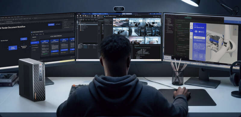 Minisforum MS-S1 MAX-P495 in an official desktop setup illustration