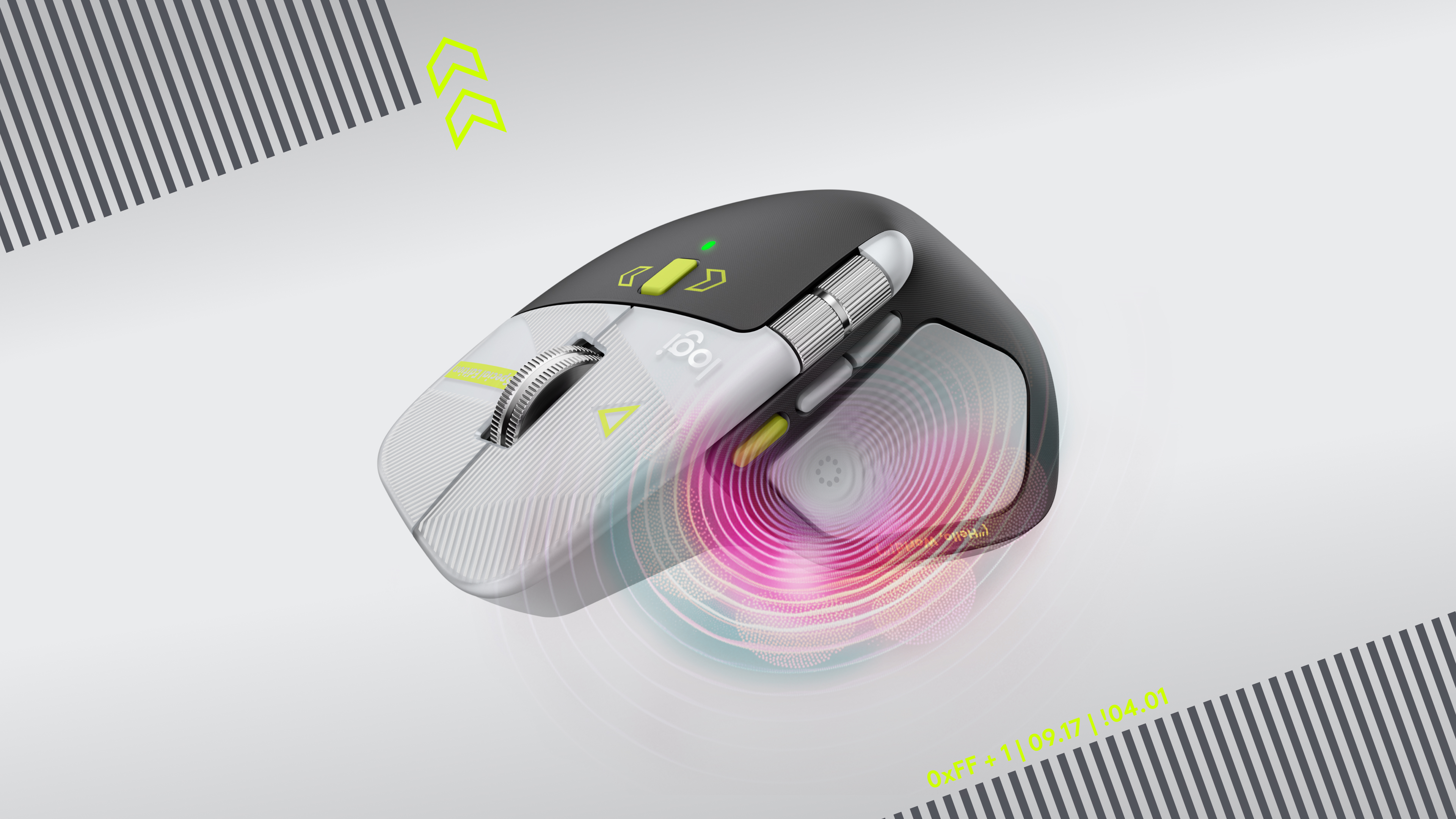 Official Logitech illustration of haptic feedback on the MX Master 4 Developer Edition.