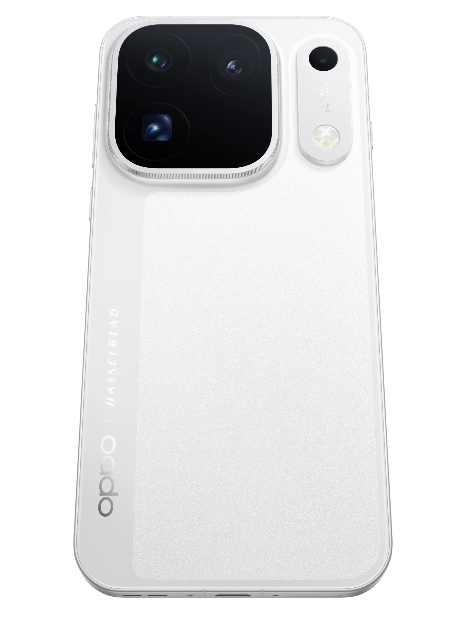 Rear view of the global OPPO Find X10 Pro Max in Luna White, showing the camera island and patterned back.