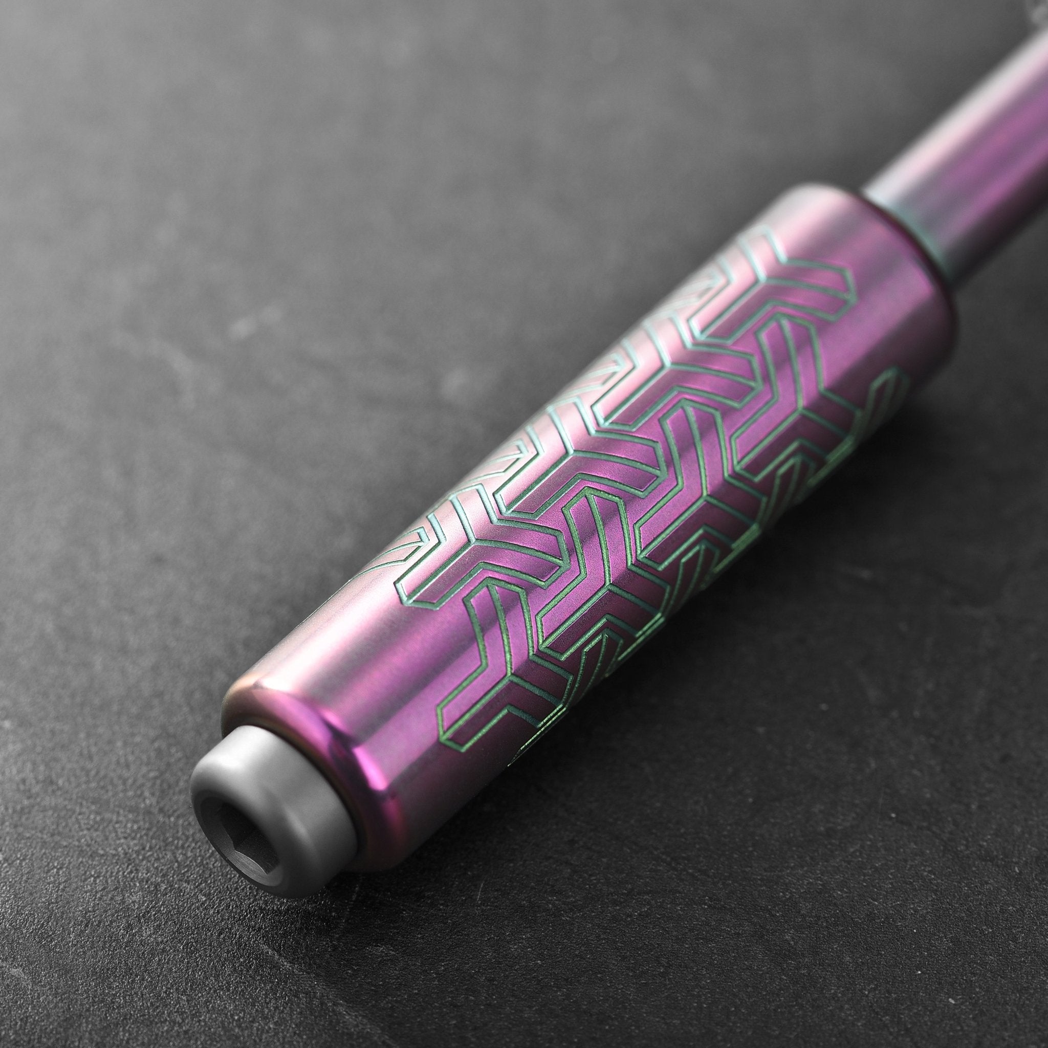Close-up of the Purple LSP01’s machined handle.