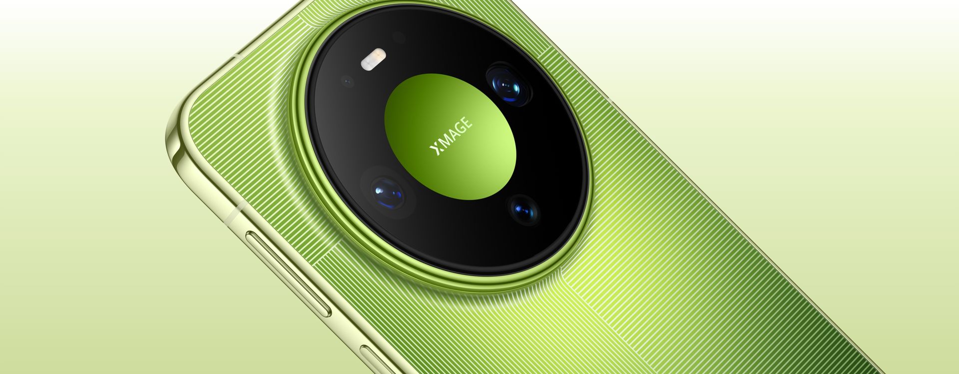 Close-up of the green Huawei Mate 90 Pro rear camera array